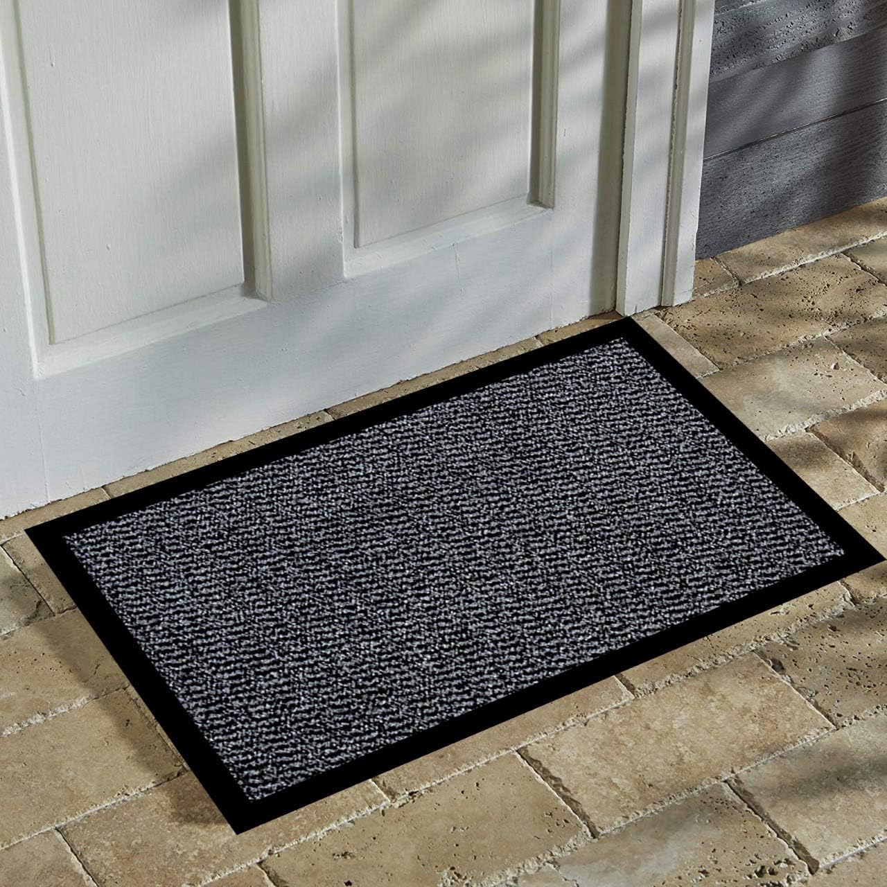 JKZ RUG AND DOORMATS Door Mat Heavy Duty Non Slip Outdoor Indoor Door Mat Rubber Door Floor Mats Kitchen Mats Dirt Trapper Barrier Mats Washable Entrance Mats (Grey - Image 3