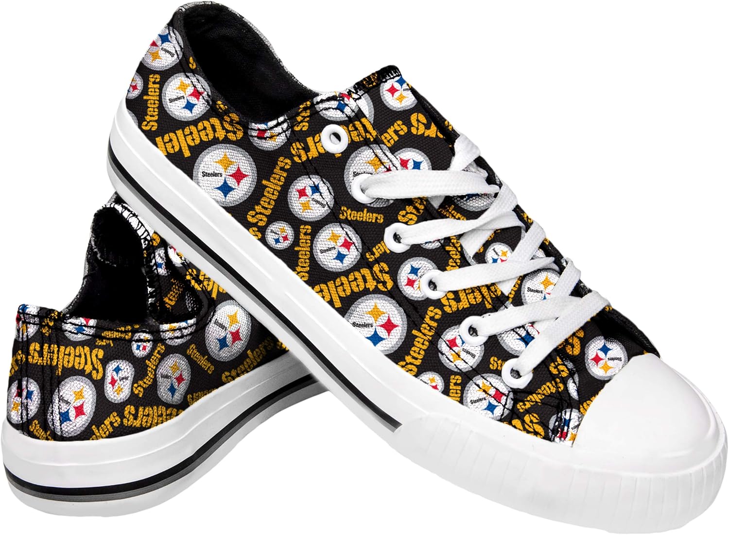 FOCO NFL Womens Low Top Repeat Print Canvas Shoe: Pittsburgh Steelers, Large : Clothing