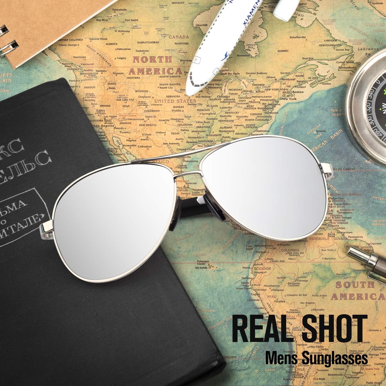 GQUEEN Polarized Pilot Driving Sunglasses Mirrored with Premium Alloy