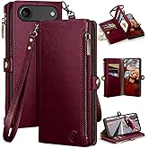 XcaseBar compatible with iPhone Air 6.5" Wallet case with Zipper Credit Card Holder【RFID Blocking】,Flip Folio Book PU Leather Phone case Shockproof Cover Women Men for Apple 17 Air case Wine Red