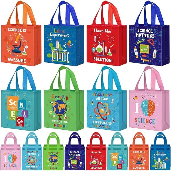 Science Party Drawstring Bags – 12 Pack With Fun Quotes – Durable Backpacks For Favors, STEM Events & Camps - View #6