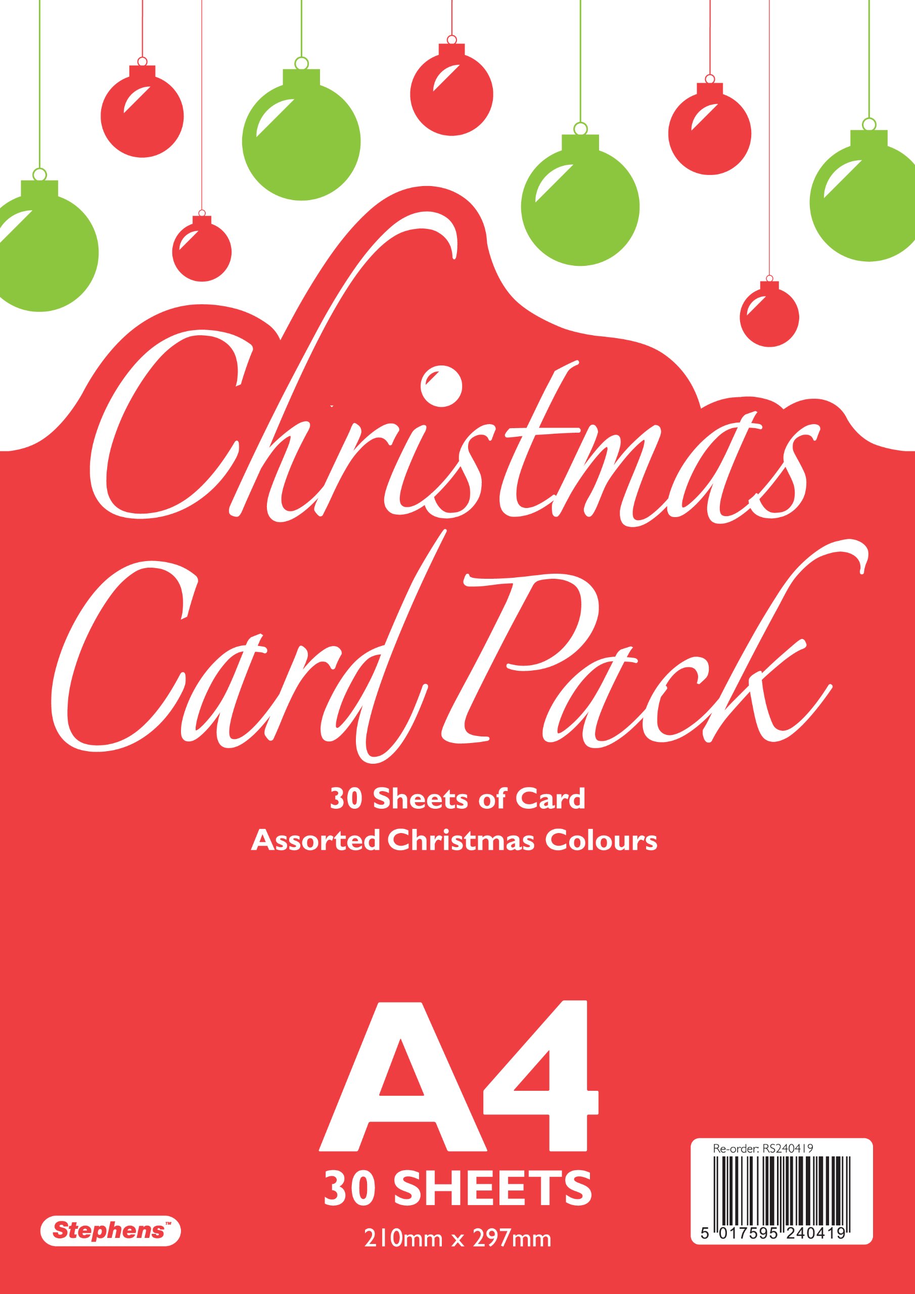 Stephens Craft Card Christmas A4 30 Sheets, For Festive Crafts, Printing, Photocopying, Card Making, Decoupage, Scrapbook Designs, Perfect Cardboard Base For Craft Projects Essential Stationery Item