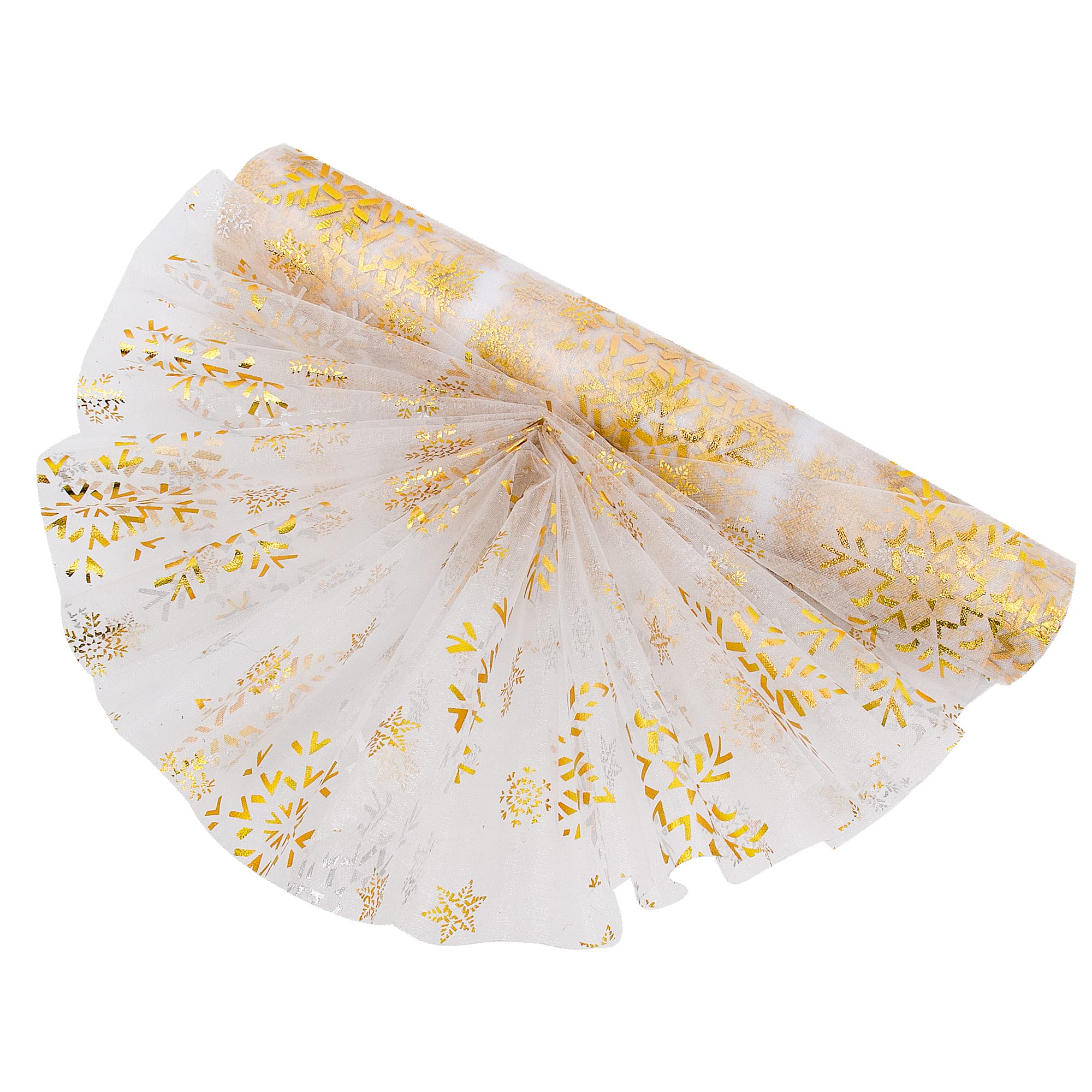 Time to Sparkle 29cm*10m Sheer Organza Roll Sash Fabric Table Runner Sashes Chair Cover Bows Swags Wedding Party - Gold Flake