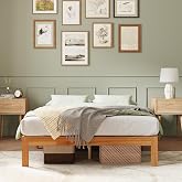Novilla 12 Inch Wooden Queen Bed Frame, Platform Bed Frame Queen Size Without Headboard, Sturdy Wood Slat Support, No Box Spring Needed, Easy Assembly, Natural