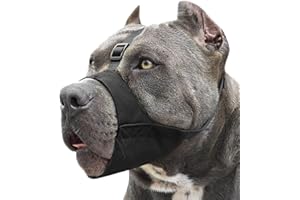 Mayerzon Pitbull Muzzle, Soft Dog Muzzle with Anti-Slip Strap for American Bully Bulldog Boxers Rottweilers, Fabric Mouth Guard for Medium Large Short Snout Dog Anti Biting Chewing, Allow to Drink