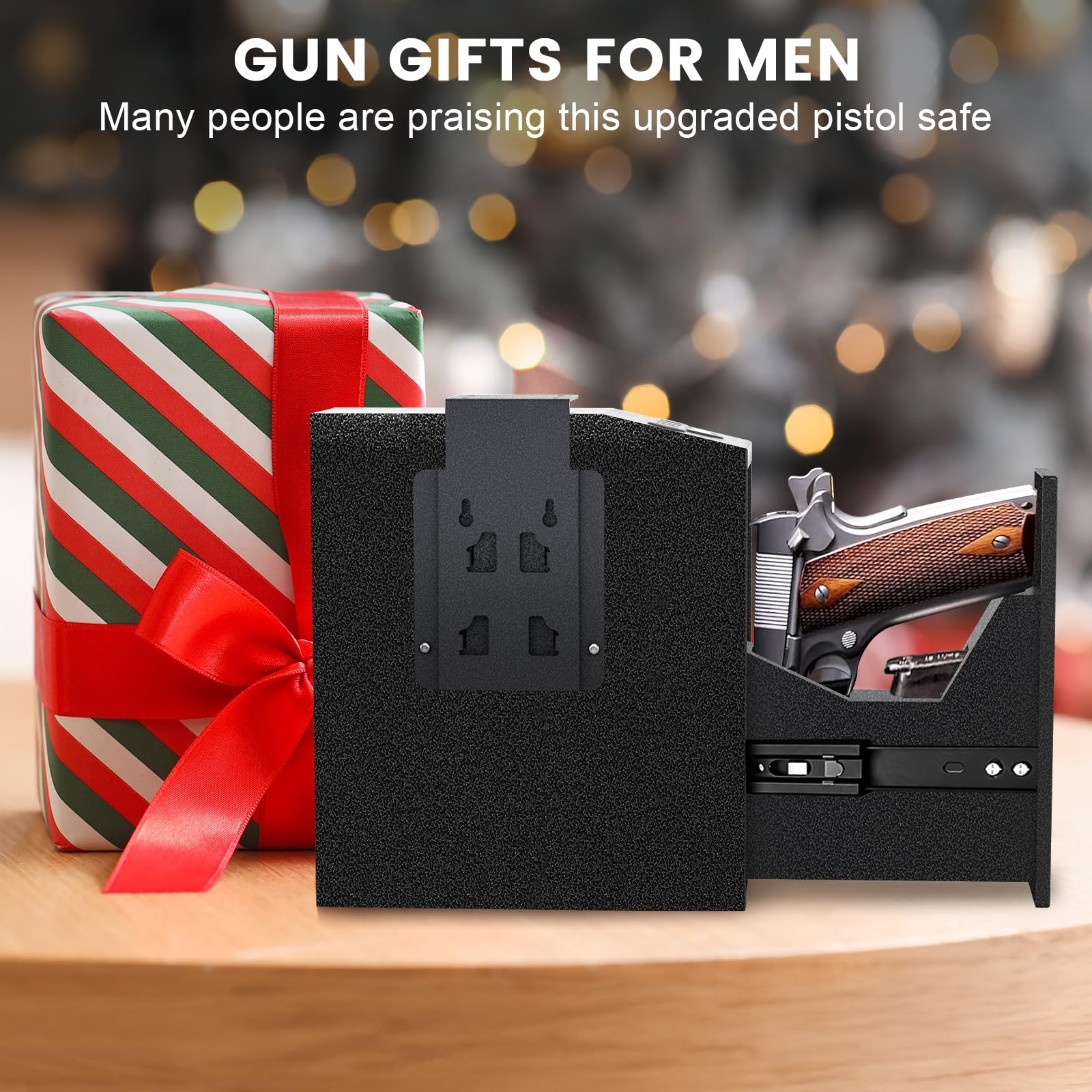 IDMIDM Pistol Safe Upgraded,0.1 Seconds Quick Access Auto Sliding Door Hand Gun Safe for Handgun,with Biometric Fingerprin, PIN Code,Key Access,for Bedside, Desk,Office Safety (Upgraded Pistol Safe)