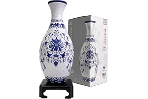 Pintoo 3D Puzzle Vase Unique Flower Vase Made by 160 Curved Plastic Puzzle Pieces House Warming Gift for Flower Arrangements and Home Decoration - [S1032] (Classic, Indigo Age)