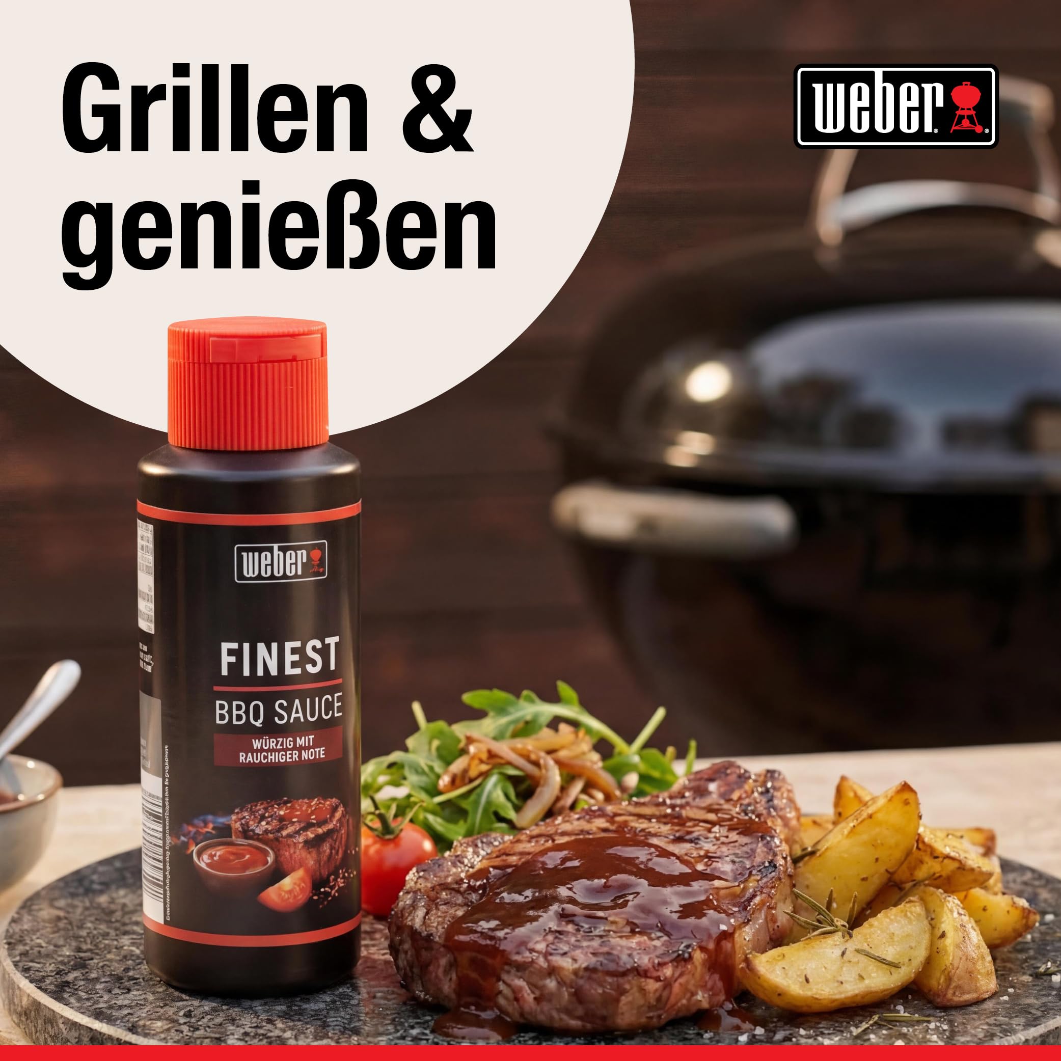 Weber Finest BBQ Sauce 300 ml - Rauchige Grillsauce für Rind, Lamm, Geflügel & Schwein - Intensiv würziger BBQ Geschmack - Grill Sauce Vegan, glutenfrei, laktosefrei, ohne Konservierungsstoffe 7