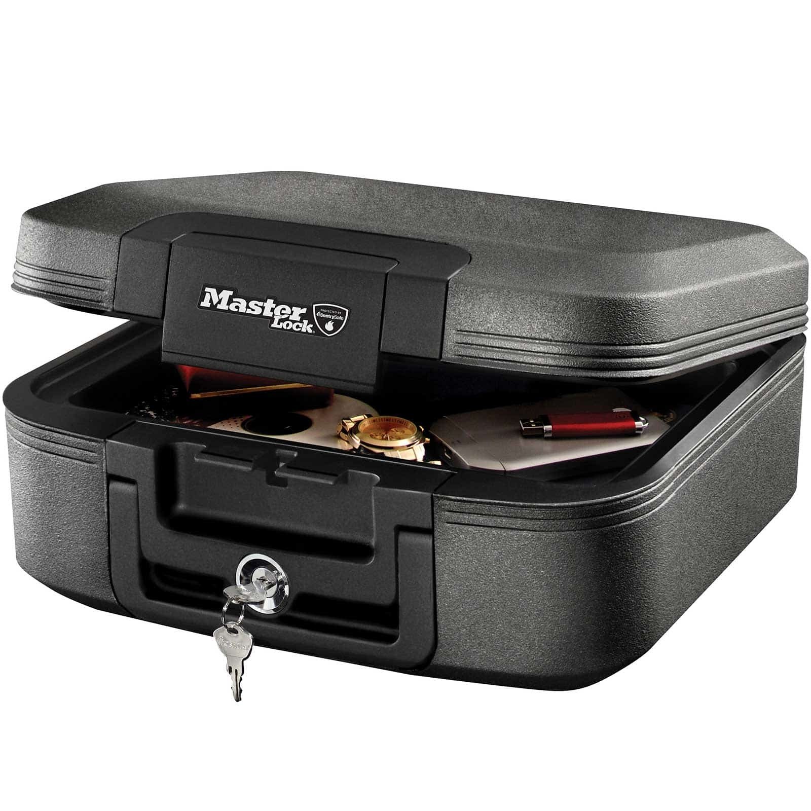 MASTER LOCK Certified Fireproof and Waterproof Safe Box with Key, 7.8L, 391 x 168 x 363 mm, Portable with carrying handle, for home and professionals