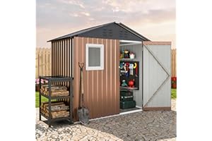 PeakPursuit 6x4FT Outdoor Storage Shed with Window & Air Vent, Tools Storage Shed Garden Sheds with Lockable Door, for Backya