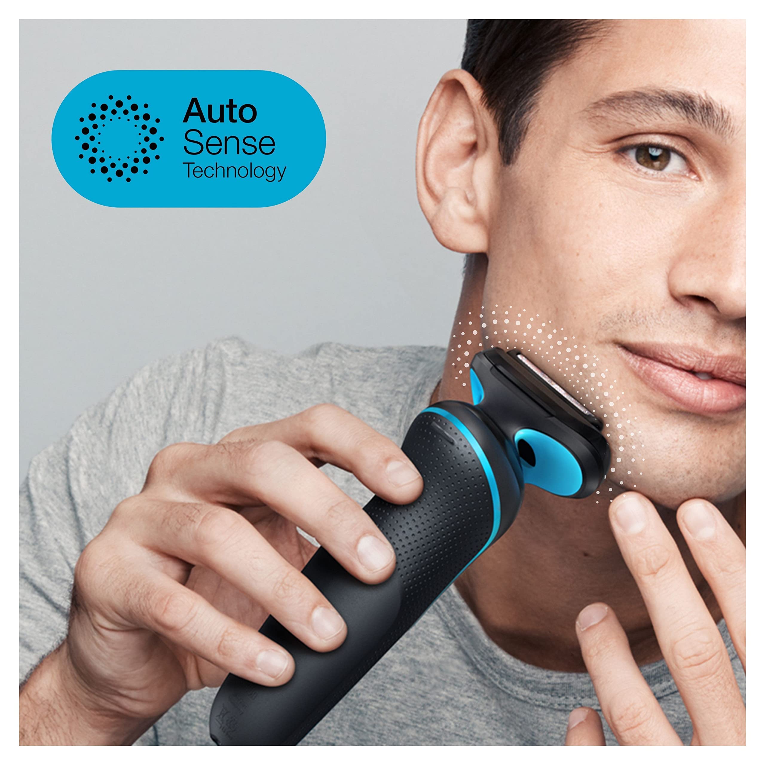 Braun Series 5 Rasierer Herren Elektrisch, Elektrorasierer mit EasyClick Barttrimmer Aufsatz, Ladestation, EasyClean Rasierapparat, Trockenrasierer, Wasserdicht, Made in Germany, 51-M4500cs, Mintgrün 3