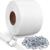 1000ft x &frac12;&rdquo; Woven Cord Strapping Kit with 50 Metal Wire Buckles | Heavy Polyester Flat Rope,Industrial Shipping Packaging, Warehouse Moving and Cargo Securing Supplies, 1250lbs Break Strength