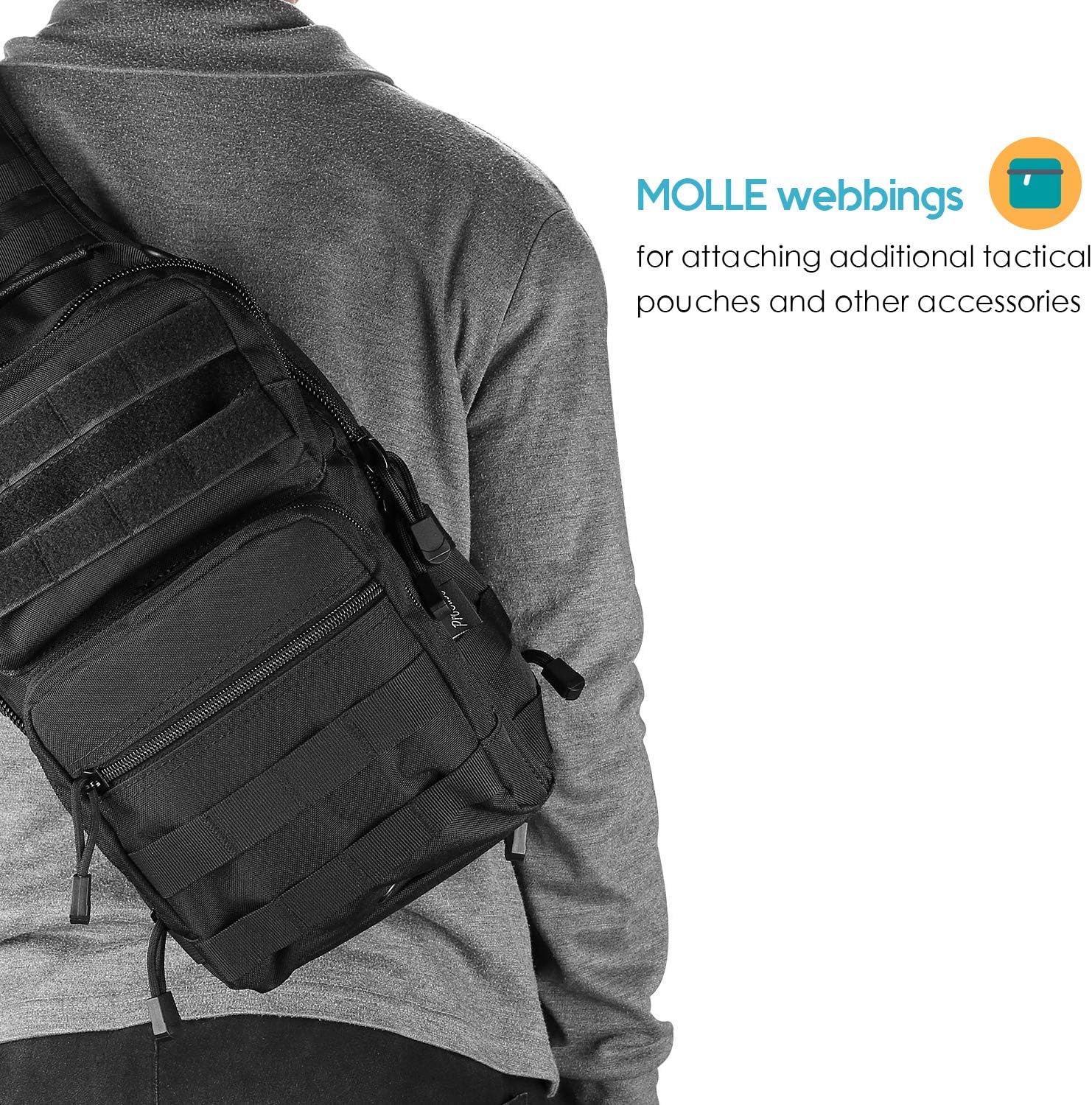 ProCase Tactical Sling Bag Pack with Pistol Holster, Military Rover Sling Shoulder Backpack Outdoor Sport Daypack for Hunting, Trekking and Camping -Black : Sports & Outdoors