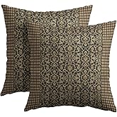 Kawani Brown Antique Pillow Covers 22x22 Inch Vintage Floral Block Print Decorative Throw Pillow Covers Set of 2 Retro Turkish Pillowcases Cushion Covers for Couch Indoor Outdoor Home Decor