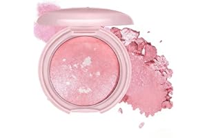 KYDA Baked Blush, Baked Highlighter Blush with Brush, 2-in-1 Face Makeup Palette, Long-Lasting, Buildable Shimmery Glow Powde