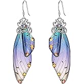 BriLove Butterfly Wing Hook Earrings Elegant Crystal Insect Dragonfly Drop Dangle Jewelry for Women