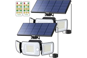 intelamp Solar Lights Outdoor Waterproof with Remote Control, 6000mAh 1200LM Solar Motion Sensor Light Outdoor,270°Wide Angle Solar Flood Lights Outdoor with 4 Modes with 9.8ft Cable