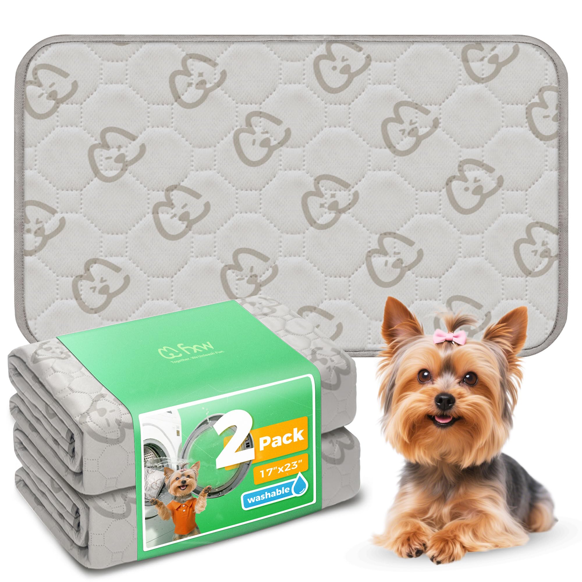 Photo 1 of FXW Washable Pee Pads for Dogs, Puppy Pads with Super Absorbent, Specifically Designed for 24inch Cages, 23" × 17" Rectangle, Khaki, 2 Packs