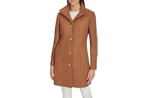 Calvin Klein womens Faux Wool Coat – Long Button Front Dress Coat With Stand CollarPea Coat
