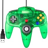 Classic N64 Controller, Wired USB PC Gamepad for Windows PC, macOS (Green) | (Plug and Play), Compatible with Project 64, OpenEmu Emulators, Linux