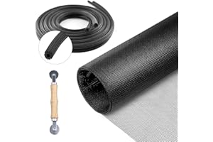 PAZAKA Screen Repair Kit for Windows and Doors 48” x 100" Adjustable Fiberglass Screens with Rolling Tool and Screen Retainer Spline