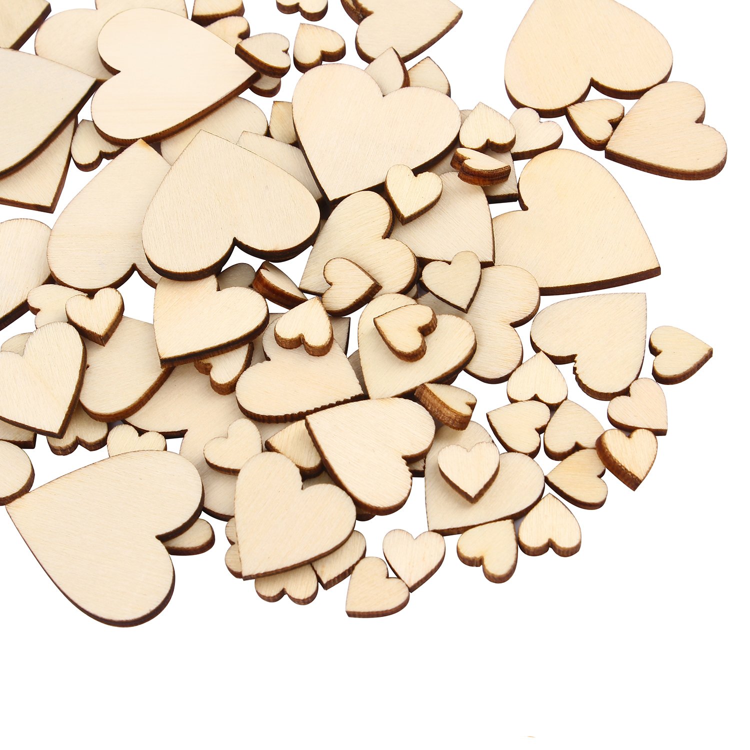 Vorcool 50 Pezzi Cuori Di Legno Con Foro Dischi Di Legno