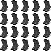 LITERRA 20 Pairs Boys Crew Socks - Thin, Breathable Black/White Athletic Kids Sock In Bulk For Ages 4-6/6-8/8-10/10-12 Years