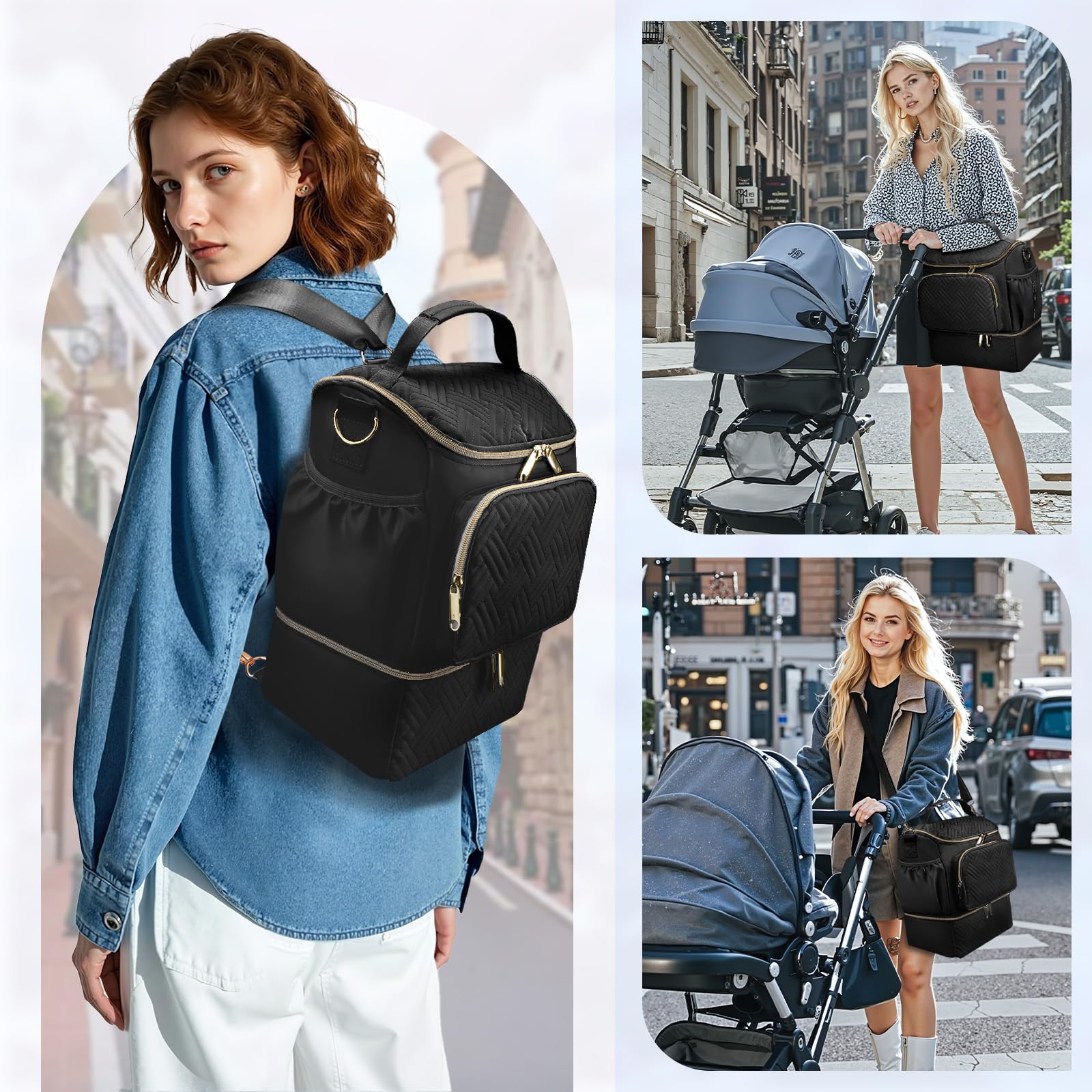 Wearable Breast Pump Bag with Cooler Compartment Compatible with Willow/Elvie/Medela/Momcozy M5/S12 Pro, Breast Milk Cooler Travel Bag with Ice Pack, Pumping Bags for Work, Black