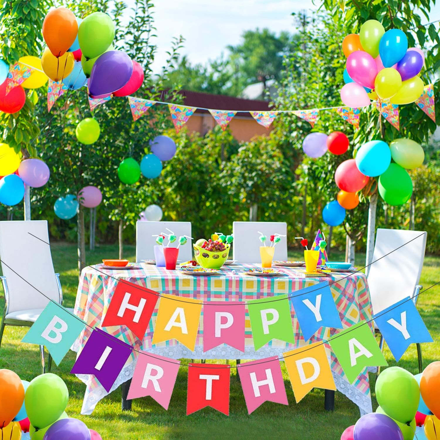 12 PCS Party Hats Birthday Party Hats,coming with 1 Colorful Happy Birthday Banner,20 Decoration Balloons,1 Hanging Swirl Streamer for Adults Teens Boys Girls Birthday Party Decorations Party Supplies: Clothing