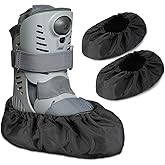Geyoga 2 Pcs Walking Boot Cover Waterproof for Orthopedic CAM Boots, Non Slip Reusable Oxford Cloth Medical Boot Protector for Rain & Snow(Large,Black)