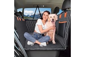 Chumajor Back Seat Extender for Dogs-Supports 400lb,Waterproof Dog Car Seat Cover Hard Bottom-Detachable,600D Heavy Duty Scra