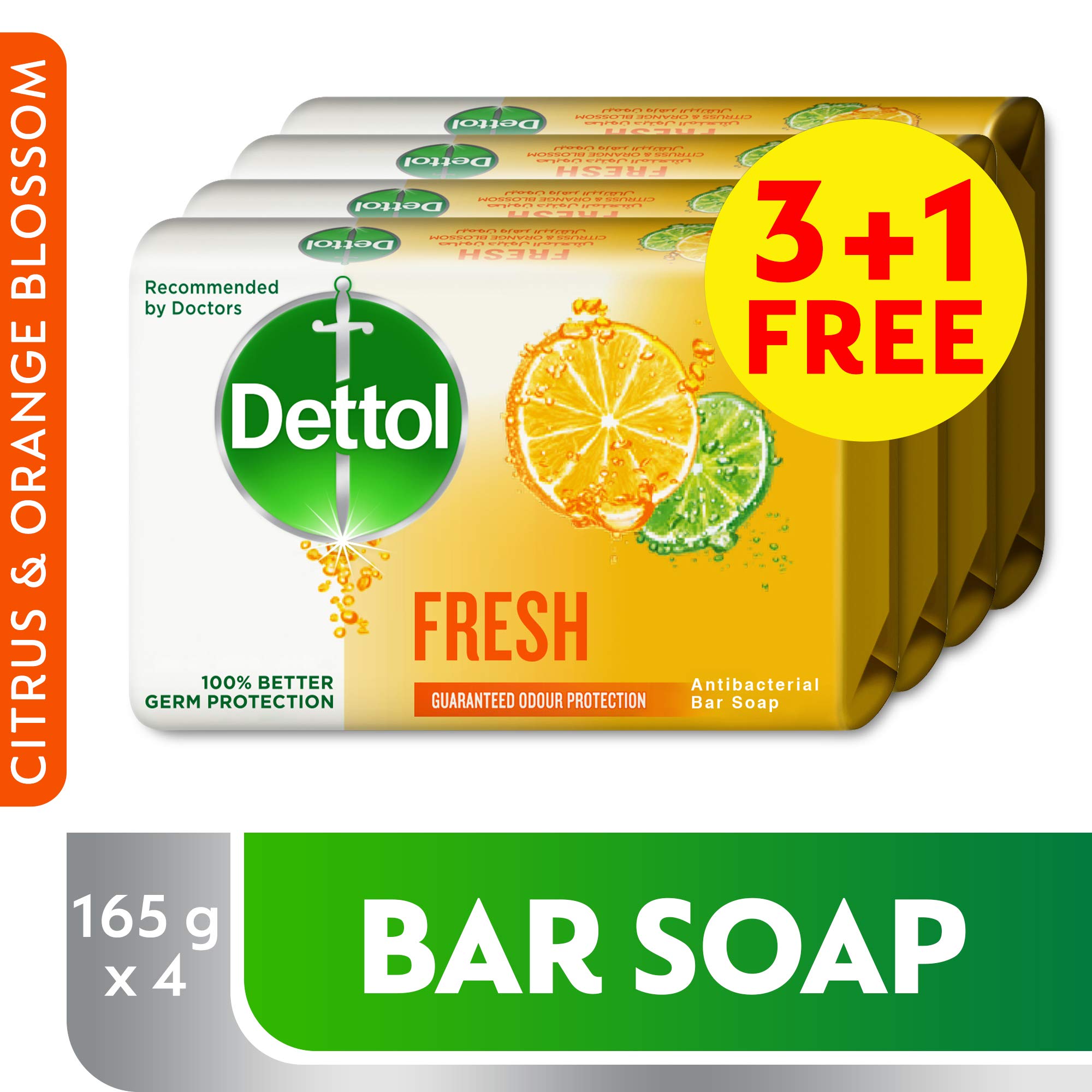 Dettol Fresh Antibacterial Bar Soap 165gm 3+1 Free Price in UAE