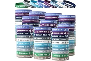 CYCLUSIVE 100 Pieces Religious Silicone Wristbands Bulk Bible Rubber Bracelets Colorful Inspirational Christian Rubber Bracelets for Men Women Gifts