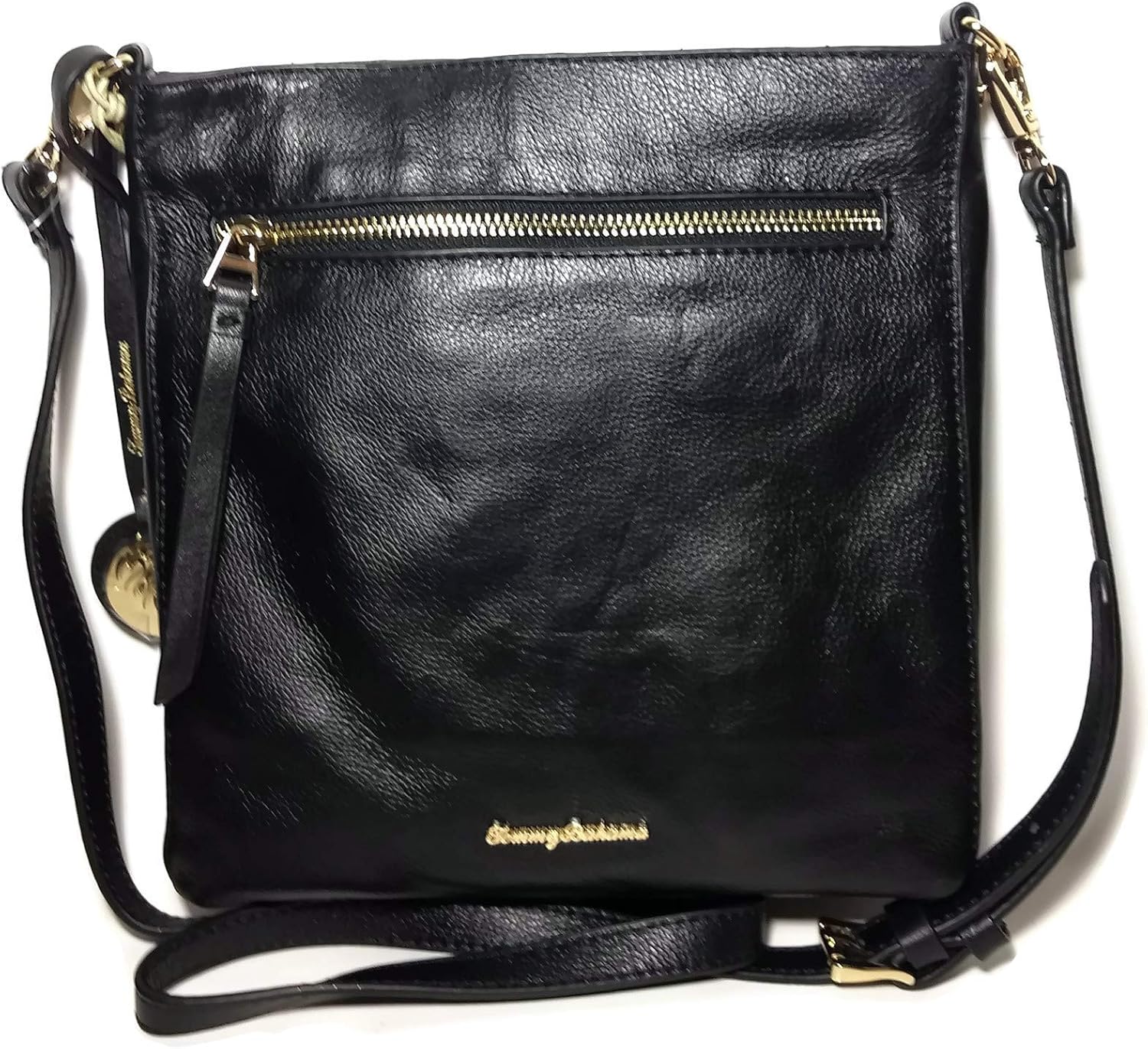 Tommy Bahama EL Roble Black NS Zip Distressed Leather Crossbody Handbag