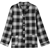 Latuza Men's Cotton Flannel Button Down Pajama Shirt V Neck Sleep Shirt