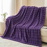 NEWCOSPLAY Throw Blanket for Couch Purple Super Soft Flannel Fleece 3D Bubble Lightweight Bed Blanket All Season Use (Purple, Throw(50"x60"))