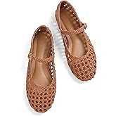 Woven Ballet Flats for Women Round Toe Mesh Flats Buckle Strap Flat Shoes Comfortable Mary Jane Dressy Mesh Shoes Casual Ballerina Mary Janes