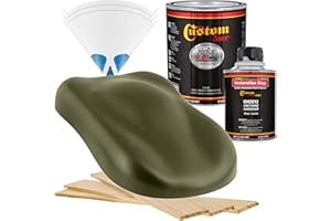 Custom Shop - Olive Drab Green - Hot Rod Flatz Flat Matte Satin Urethane Auto Paint - Complete Quart Paint Kit - Professional Low Sheen Automotive, Car Truck Coating, 4:1 Mix Ratio