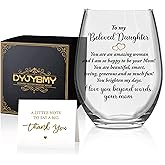 DYJYBMY You Are An Amazing Woman And I Am So Happy To Be Your Mom Funny Wine Glass With Gifts Box, Stemless Wine Tumbler For Coming of Age Ceremony, Graduation 18th Birthday Gifts For Daughter