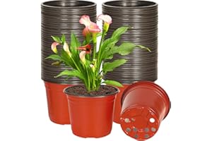 JNYONG 6 Inch 120 Pack Plastic Nursery Pots with Drainage Holes,Plastic Seed Starting Pots, Reusable Seedling Flower Plant Container for Succulents, Seedlings, Cuttings, Transplanting