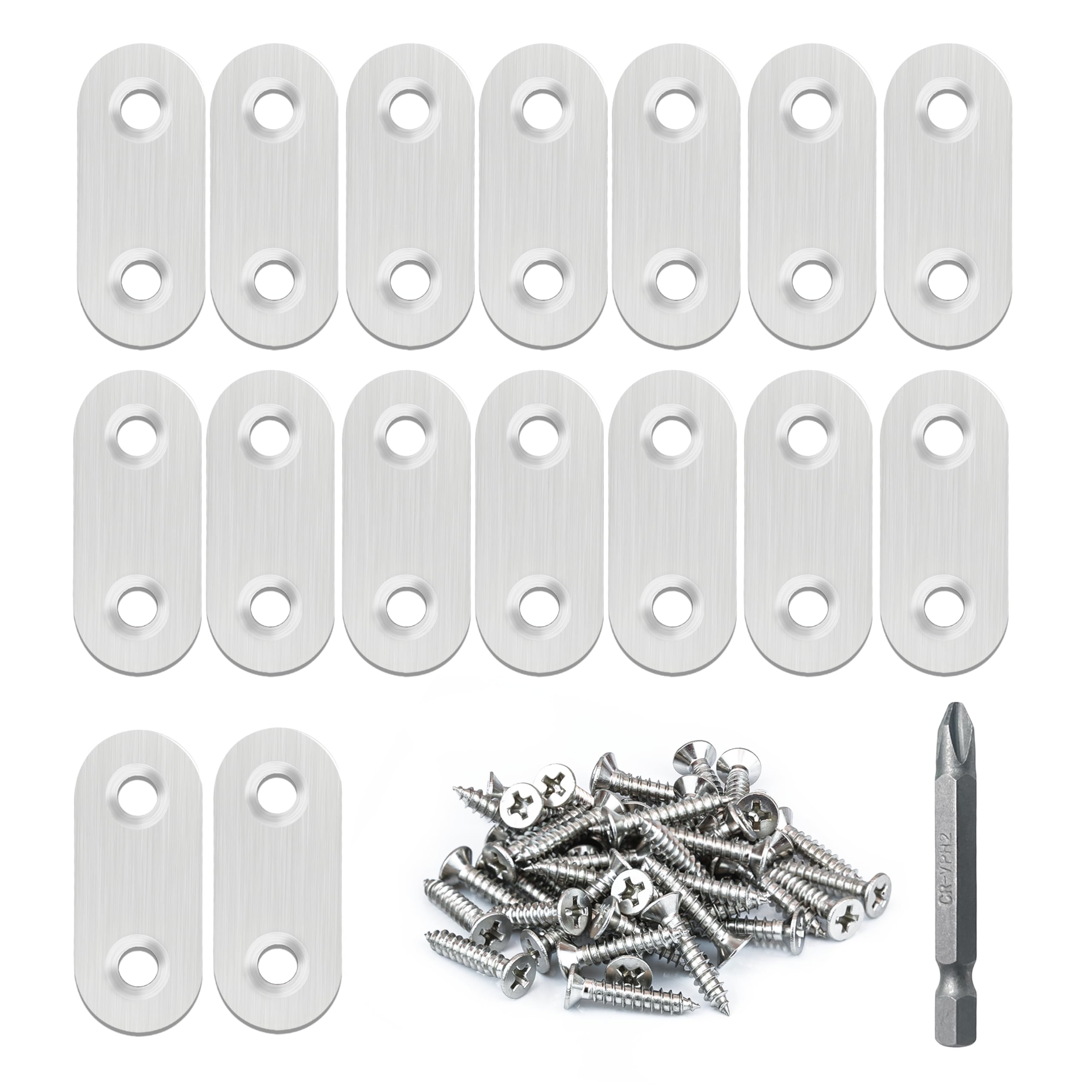 Photo 1 of 16 Pack Flat Plate Straight Brackets 40MM Stainless Steel Flat Metal Braces,Repair Bracket with Screws