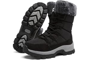 ziitop Womens Snow Boots, Women's Winter Boots, Fur Lined Warm Winter Boots, Lace up Warm Shoes, Mid Calf Snow Boots, Outdoor