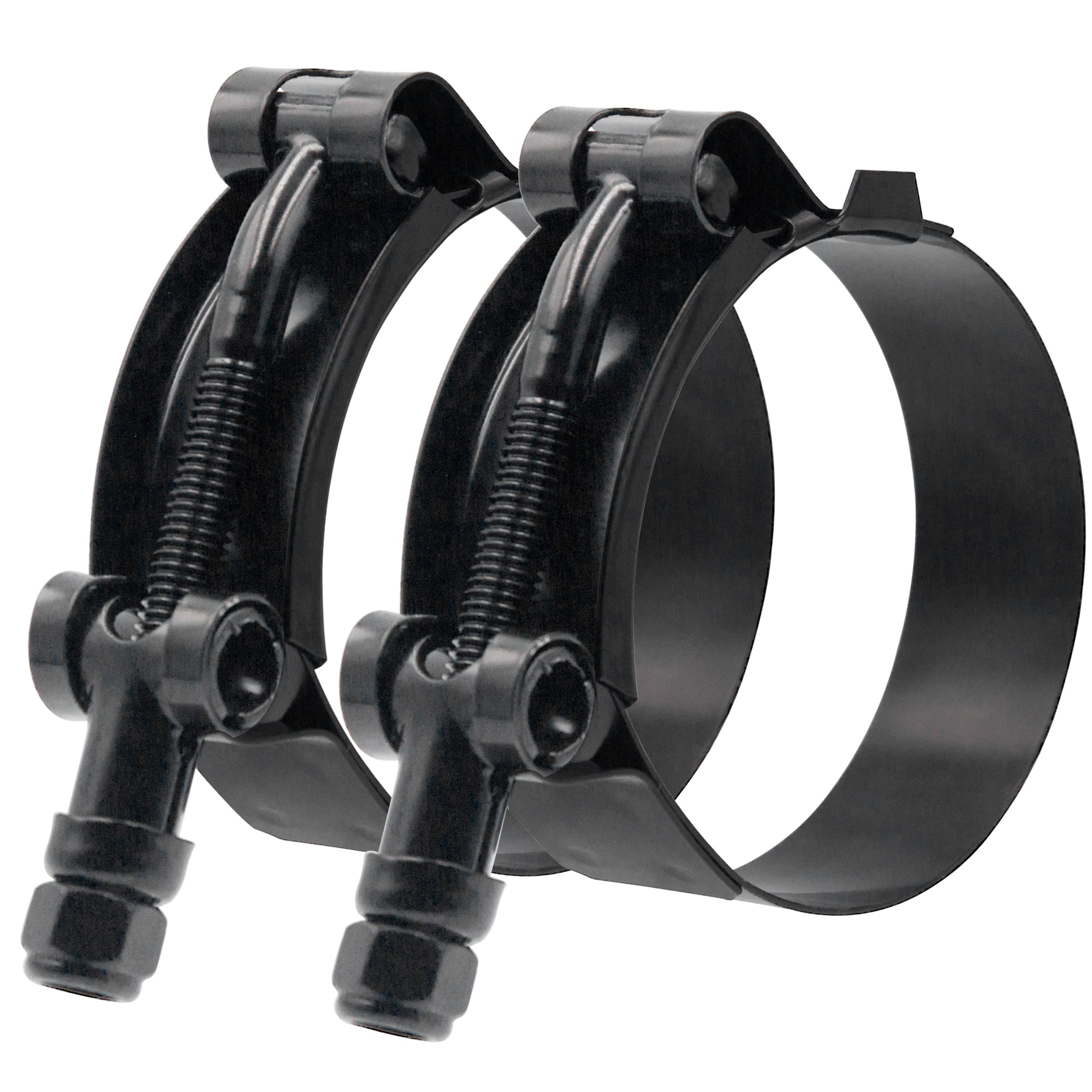 Photo 1 of ISPINNER 2 Pack 4 Inch Stainless Steel T-Bolt Hose Clamps, Clamp Range 108-116mm for 4" Hose ID (Black)