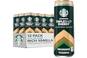Starbucks Tripleshot Coffee Energy Drink, Rich Vanilla, 11 fl oz Cans (12 Pack), Triple Blend, 165mg Caffeine, B Vitamins, Protein, Iced Coffee (Packaging and Formula May Vary)
