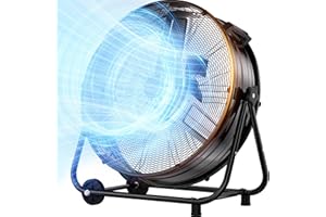 SUNGDOGIN 31 Inch High Velocity Heavy Duty Metal Drum Fan,14000 CFM Industrial Floor Fan With 360°Adjustable Tilt,Outdoor Standing Fan with 3 Speed,Electric Fan For Commercial,Factory,Basement(Black)