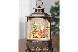 Blansong Santa Snow Globe Christmas Snow Globe Lantern Christmas Decorations for Home with Timer, USB and Battery Powered Santa Claus Decor Christmas Tree 10.2 inch (Santa)