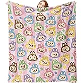 Pycat Cute Macaron Flannel Throw Blanket, Monster Stars Birthday Gifts for Men Women Adults, Stripes Soft Blankets for Bedding Sofa 50 x 60 Inches