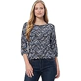 Jones New York PRINTED MOSS CREPE CREWNECK WITH 3Q PUFF