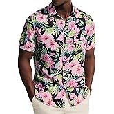 PJ PAUL JONES Mens Hawaiian Shirt Short Sleeve Button Down Shirts Casual Tropical Floral Summer Beach Vacation Shirts