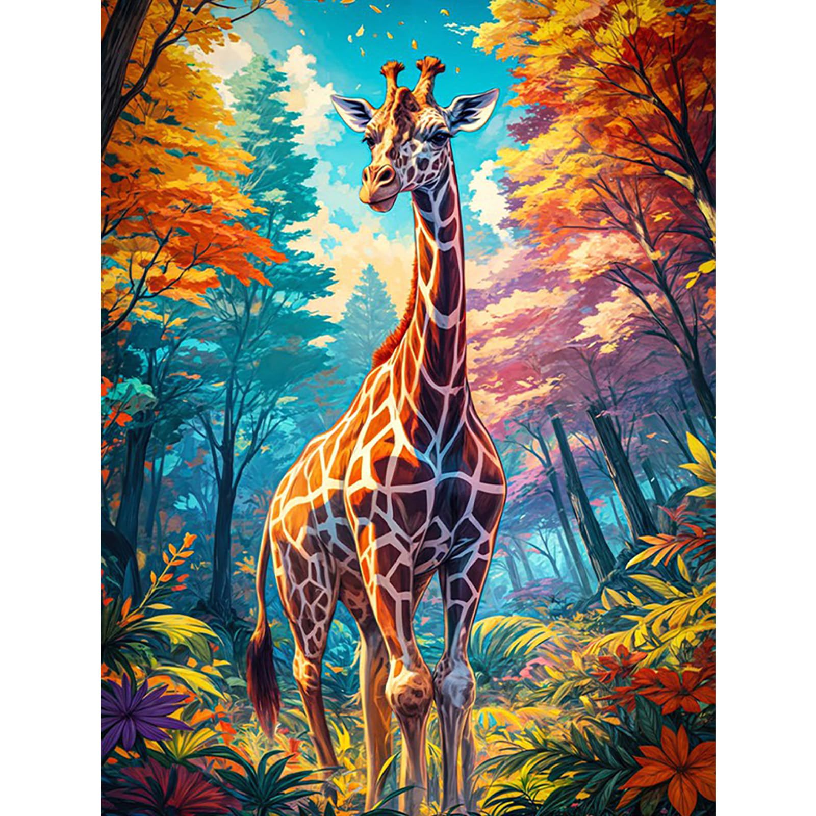 HEIBAGO 5D Diamond Painting Kits for Adults, DIY Giraffe Full Drill Diamond Art Painting Kits, Diamond Dots Kits Landscape Crystal Rhinestone Embroidery Art Pictures for Beginners, Home Wall 30x40cm